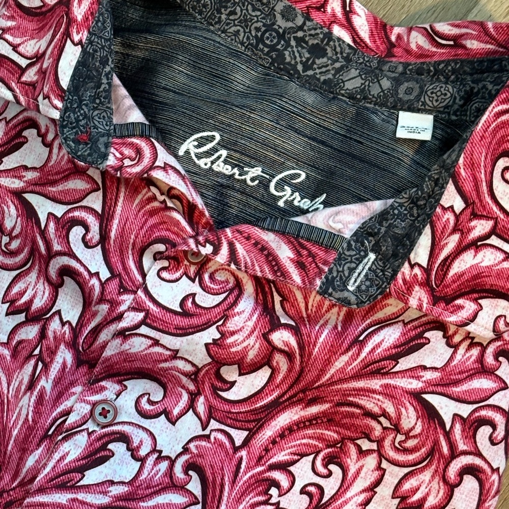 Robert Graham Vibrant Red, Pink and White Swirl Shirt | 2XLT